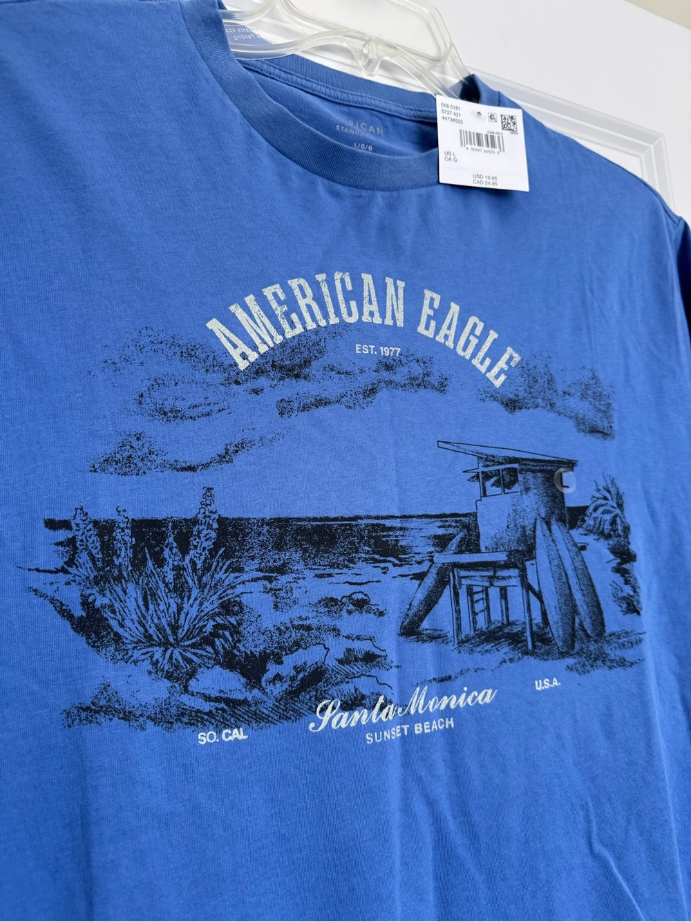 American Eagle Outfitters Blue Santa Monica Surf Graphic Tee